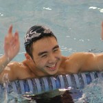 Nolan Choi after winning the 50 Free
